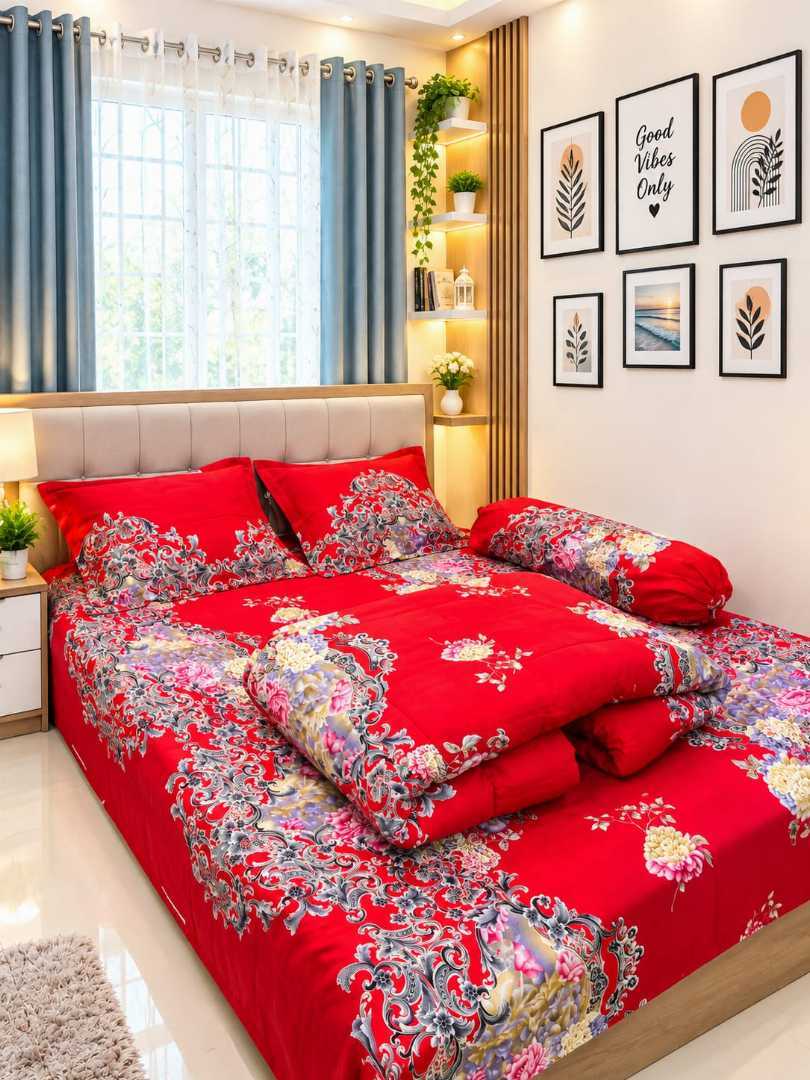 Premium,Quality,Luxury,Twill,Cotton,Fabrics,Comforter,5,Pcs,Set